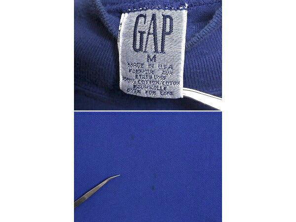 90s USA製 OLD GAP モックネック 長袖 Tシャツ メンズ M 古着 90年代 オールド ギャップ ロンT ハイネック 無地 旧タグ 長袖Tシャツ ブルー