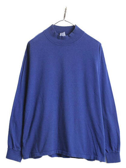 90s USA製 OLD GAP モックネック 長袖 Tシャツ メンズ M 古着 90年代 オールド ギャップ ロンT ハイネック 無地 旧タグ 長袖Tシャツ ブルー