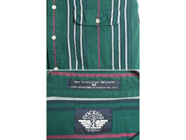 90s ドッカーズ リーバイス ストライプ 長袖 シャツ メンズ M / 古着 90年代 オールド LEVIS DOCKERS コットン ポケット付き マルチカラー