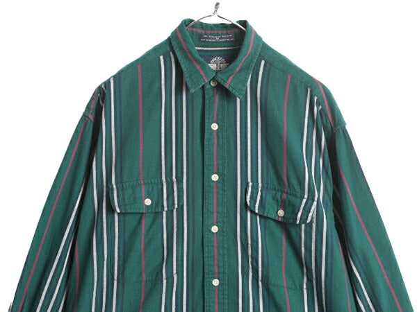 90s ドッカーズ リーバイス ストライプ 長袖 シャツ メンズ M / 古着 90年代 オールド LEVIS DOCKERS コットン ポケット付き マルチカラー