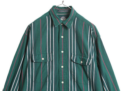 90s ドッカーズ リーバイス ストライプ 長袖 シャツ メンズ M / 古着 90年代 オールド LEVIS DOCKERS コットン ポケット付き マルチカラー