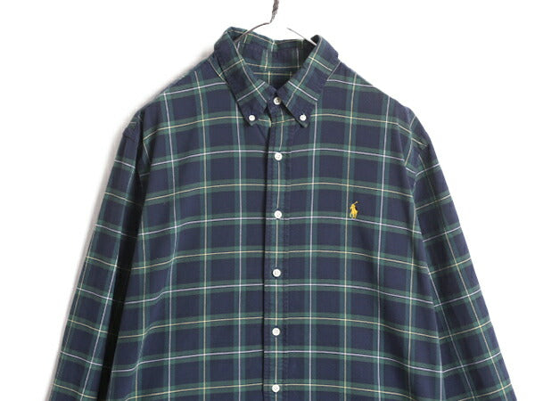 ラルフローレン チェック 長袖 ボタンダウン シャツ メンズ XL 古着 ポロ コットン 長袖シャツ ワンポイント ポニー刺繍 薄手 大きいサイズ