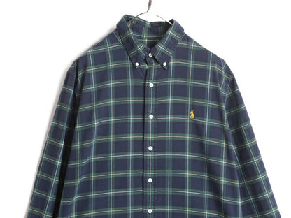 ラルフローレン チェック 長袖 ボタンダウン シャツ メンズ XL 古着 ポロ コットン 長袖シャツ ワンポイント ポニー刺繍 薄手 大きいサイズ