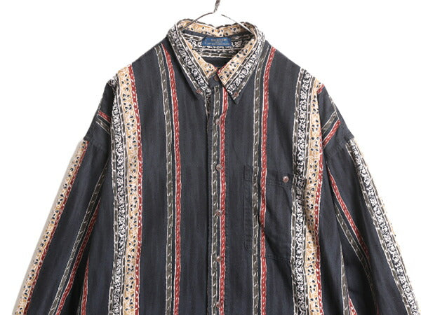 80s チャップス ラルフローレン 長袖 ボタンダウン シャツ メンズ XL 古着 80年代 ヴィンテージ ポロ CHAPS 総柄 長袖シャツ ポケット付き