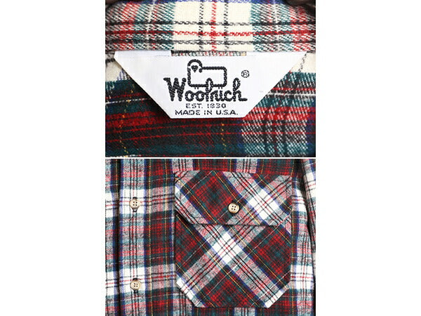 70s USA製 ウールリッチ チェック ヘビー フランネル シャツ メンズ M 程/ 70年代 ヴィンテージ Woolrich 白タグ ネルシャツ マルチカラー