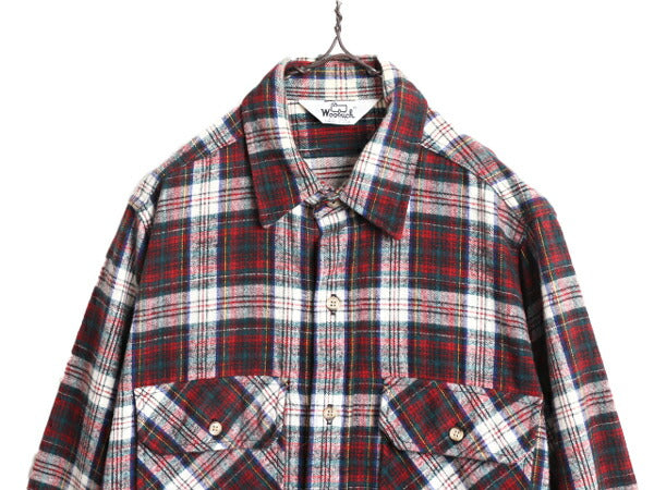 70s USA製 ウールリッチ チェック ヘビー フランネル シャツ メンズ M 程/ 70年代 ヴィンテージ Woolrich 白タグ ネルシャツ マルチカラー