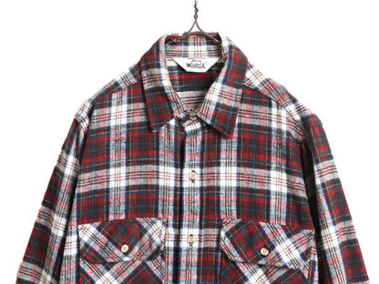 70s USA製 ウールリッチ チェック ヘビー フランネル シャツ メンズ M 程/ 70年代 ヴィンテージ Woolrich 白タグ ネルシャツ マルチカラー