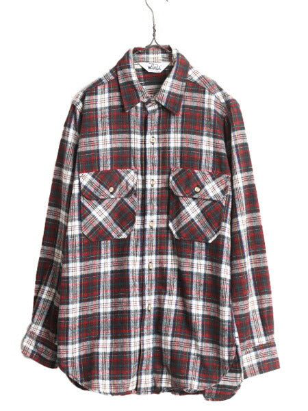 70s USA製 ウールリッチ チェック ヘビー フランネル シャツ メンズ M 程/ 70年代 ヴィンテージ Woolrich 白タグ ネルシャツ マルチカラー