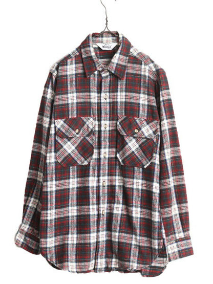 70s USA製 ウールリッチ チェック ヘビー フランネル シャツ メンズ M 程/ 70年代 ヴィンテージ Woolrich 白タグ ネルシャツ マルチカラー