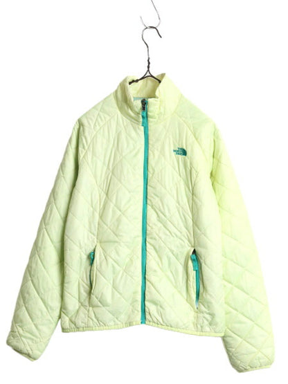 US企画 ノースフェイス 中綿 キルティング ナイロン ジャケット レディース M 古着 The North Face ジャンパー フルジップ アウトドア 黄緑