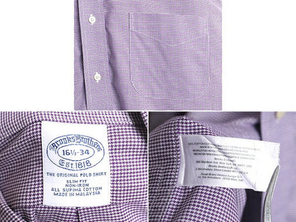 ブルックスブラザーズ チェック ボタンダウン 長袖 シャツ メンズ L 程 Brooks Brothers ワイシャツ ピマ コットン ノーアイロン ビジネス