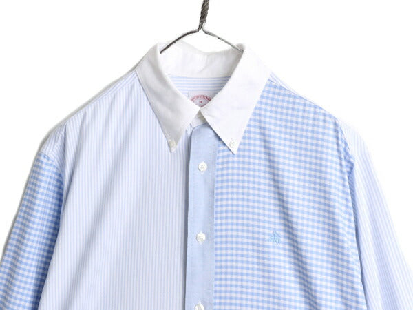 ブルックスブラザーズ クレイジー パターン 長袖 ボタンダウン シャツ メンズ M 古着 Brooks Brothers クレリック ピマ コットン MADISON