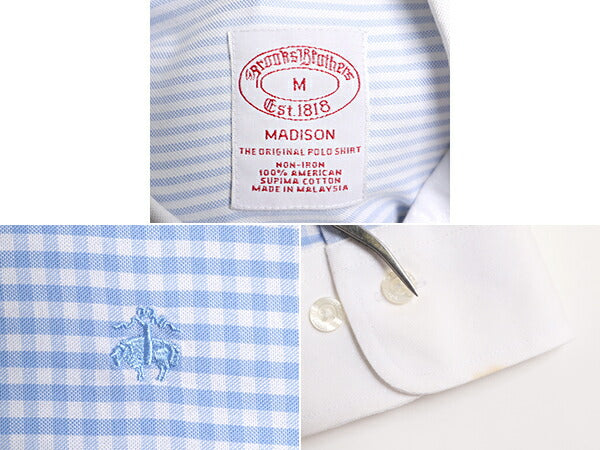 ブルックスブラザーズ クレイジー パターン 長袖 ボタンダウン シャツ メンズ M 古着 Brooks Brothers クレリック ピマ コットン MADISON