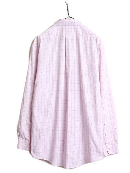 ブルックスブラザーズ チェック 長袖 シャツ メンズ L 程 Brooks Brothers 346 ポケット付き ワイシャツ 長袖シャツ コットン ノーアイロン