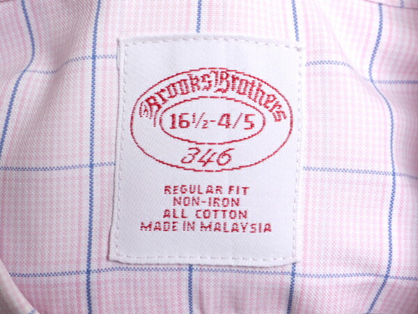 ブルックスブラザーズ チェック 長袖 シャツ メンズ L 程 Brooks Brothers 346 ポケット付き ワイシャツ 長袖シャツ コットン ノーアイロン