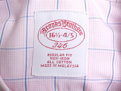ブルックスブラザーズ チェック 長袖 シャツ メンズ L 程 Brooks Brothers 346 ポケット付き ワイシャツ 長袖シャツ コットン ノーアイロン