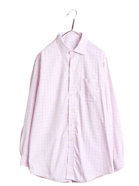 ブルックスブラザーズ チェック 長袖 シャツ メンズ L 程 Brooks Brothers 346 ポケット付き ワイシャツ 長袖シャツ コットン ノーアイロン