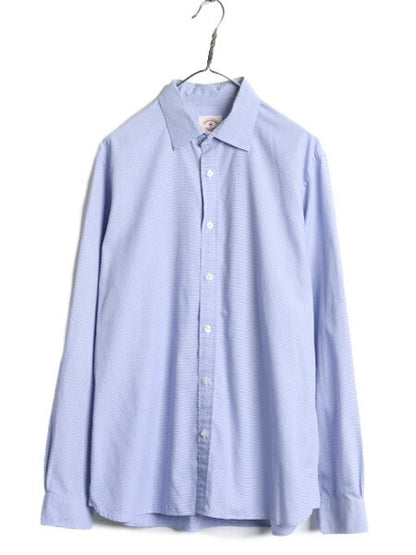 ブルックスブラザーズ 長袖 シャツ メンズ L 古着 BROOKS BROTHERS Red Fleece ドレス ワイシャツ ドット 水玉 織柄 コットン ビジネス 青