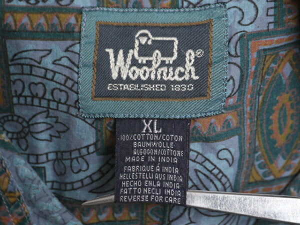 90s ウールリッチ 総柄 半袖 シャツ メンズ XL 90年代 オールド Woolrich コットン 半袖シャツ ハワイアン アロハ 総柄シャツ 大きいサイズ