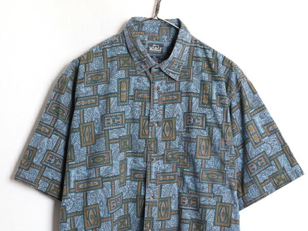 90s ウールリッチ 総柄 半袖 シャツ メンズ XL 90年代 オールド Woolrich コットン 半袖シャツ ハワイアン アロハ 総柄シャツ 大きいサイズ