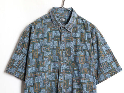 90s ウールリッチ 総柄 半袖 シャツ メンズ XL 90年代 オールド Woolrich コットン 半袖シャツ ハワイアン アロハ 総柄シャツ 大きいサイズ