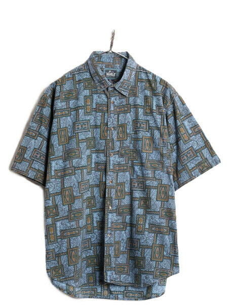 90s ウールリッチ 総柄 半袖 シャツ メンズ XL 90年代 オールド Woolrich コットン 半袖シャツ ハワイアン アロハ 総柄シャツ 大きいサイズ