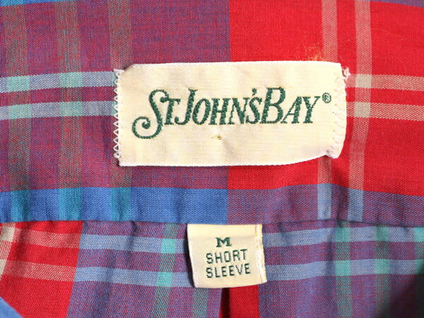 80s USA製 ST JOHN'S BAY マドラス チェック 半袖 シャツ メンズ M / 80年代 ヴィンテージ セントジョンズベイ 半袖シャツ マルチカラー