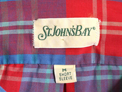 80s USA製 ST JOHN'S BAY マドラス チェック 半袖 シャツ メンズ M / 80年代 ヴィンテージ セントジョンズベイ 半袖シャツ マルチカラー