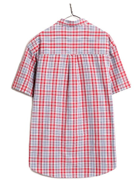 90s チャップス ラルフローレン チェック 半袖 ボタンダウン シャツ メンズ XL 90年代 オールド CHAPS ポロ 半袖シャツ 総柄 大きいサイズ