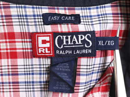 90s チャップス ラルフローレン チェック 半袖 ボタンダウン シャツ メンズ XL 90年代 オールド CHAPS ポロ 半袖シャツ 総柄 大きいサイズ
