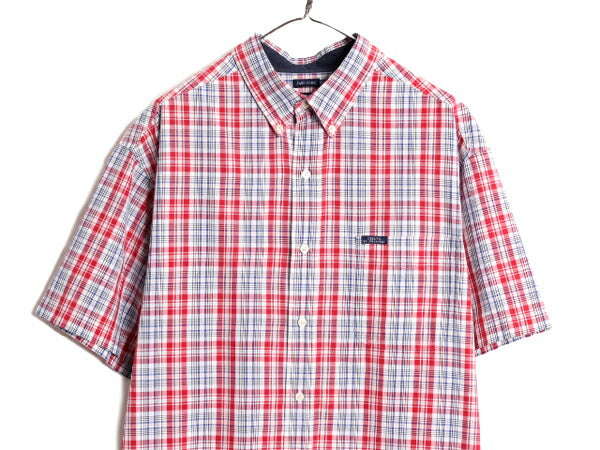 90s チャップス ラルフローレン チェック 半袖 ボタンダウン シャツ メンズ XL 90年代 オールド CHAPS ポロ 半袖シャツ 総柄 大きいサイズ