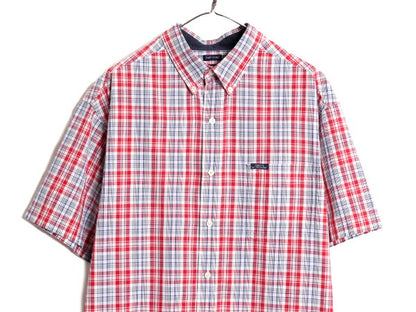 90s チャップス ラルフローレン チェック 半袖 ボタンダウン シャツ メンズ XL 90年代 オールド CHAPS ポロ 半袖シャツ 総柄 大きいサイズ
