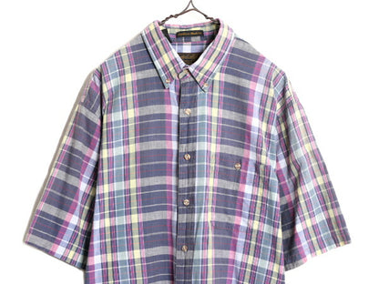 90s エディーバウアー マドラス チェック 半袖 ボタンダウン シャツ メンズ XL 古着 90年代 オールド Eddie Bauer 半袖シャツ 大きいサイズ