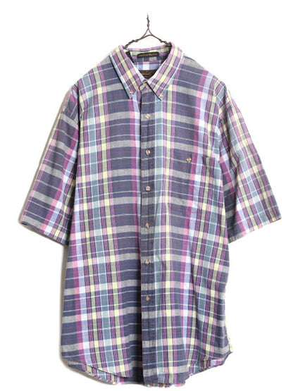 90s エディーバウアー マドラス チェック 半袖 ボタンダウン シャツ メンズ XL 古着 90年代 オールド Eddie Bauer 半袖シャツ 大きいサイズ