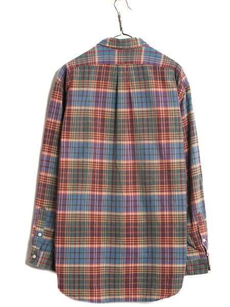 90s ラルフローレン チェック 長袖 ボタンダウン シャツ メンズ L / 90年代 オールド ポロ 長袖シャツ ワンポイント コットン マルチカラー