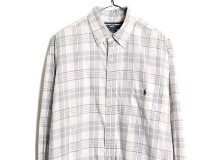 90s ラルフローレン ゴルフ チェック 長袖 ボタンダウン シャツ メンズ L / 90年代 オールド POLO GOLF TILDEN ポロ コットン ワンポイント
