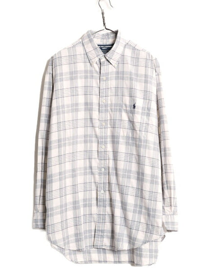 90s ラルフローレン ゴルフ チェック 長袖 ボタンダウン シャツ メンズ L / 90年代 オールド POLO GOLF TILDEN ポロ コットン ワンポイント