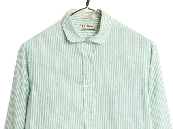 80s エルエルビーン オックスフォード ストライプ 長袖 シャツ レディース M 程 80年代 LLBEAN ヴィンテージ アウトドア  2トーン ブラウス