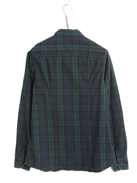 エルエルビーン チェック 長袖 フランネル シャツ レディース M 古着 LLBEAN アウトドア ブラックウォッチ コットン ネルシャツ 長袖シャツ