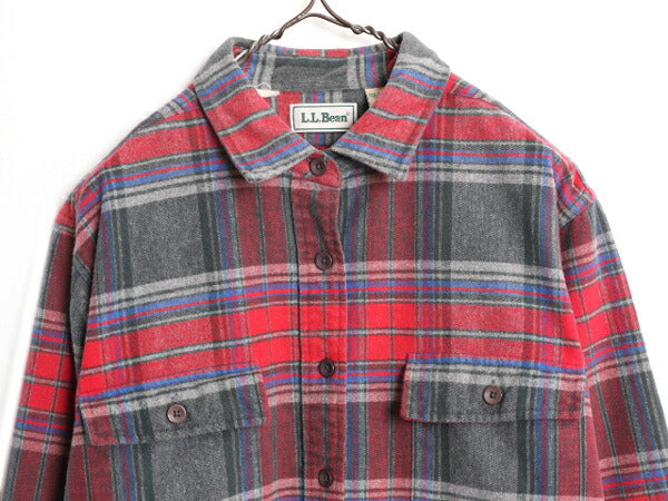 90s エルエルビーン チェック シャモア クロス 長袖 シャツ レディース XL 90年代 LLBEAN 長袖シャツ ネルシャツ アウトドア 大きいサイズ