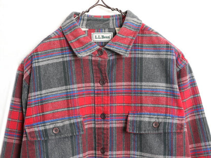 90s エルエルビーン チェック シャモア クロス 長袖 シャツ レディース XL 90年代 LLBEAN 長袖シャツ ネルシャツ アウトドア 大きいサイズ