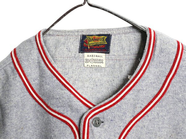 デッドストック 40s USA製 DANDUX ウール 半袖 ベースボール シャツ メンズ S 程 40年代 ヴィンテージ 野球 半袖シャツ 未使用 パイピング