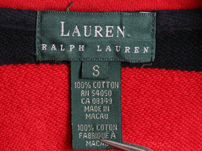 90s LAUREN ラルフローレン ハーフジップ 7分袖 ボーダー スウェット レディース S 90年代 オールド ポロ ハイネック ツートン トレーナー