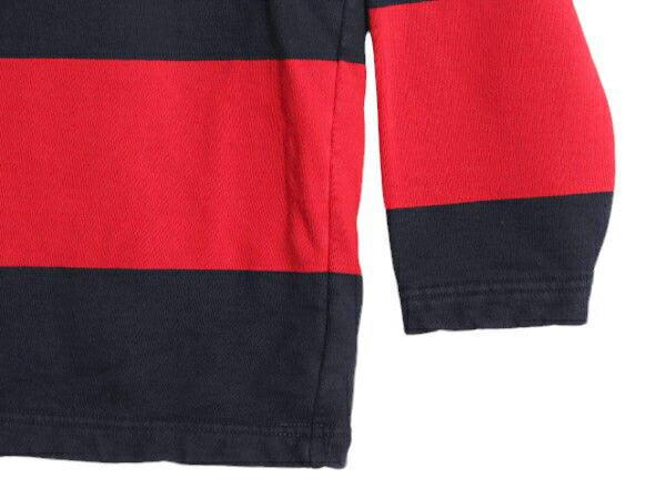 90s LAUREN ラルフローレン ハーフジップ 7分袖 ボーダー スウェット レディース M 90年代 オールド ポロ ハイネック ツートン トレーナー
