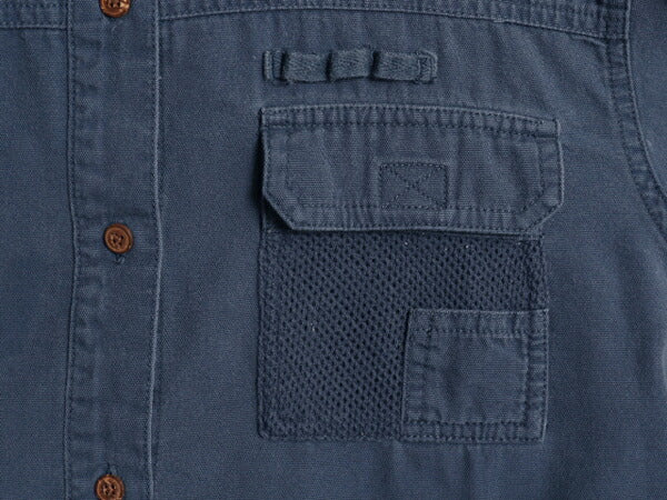 90s LAUREN ラルフローレン コットン フィッシング シャツ レディース M 古着 90年代 オールド ポロ アウトドア サファリ 長袖シャツ 無地