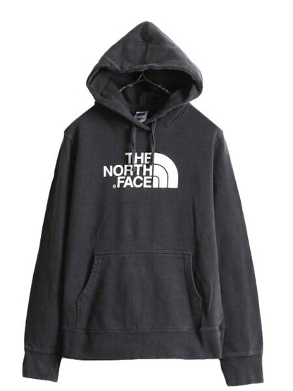 ノースフェイス プリント スウェット フード パーカー レディース M / 古着 The North Face プルオーバー 裏起毛 トレーナー アウトドア 黒