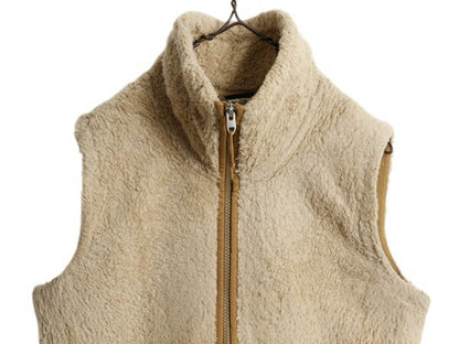US企画 ノースフェイス ス フリース ベスト レディース S / The North Face ハイ パイル 毛長 ボア フルジップ アウトドア ベージュ 前開き