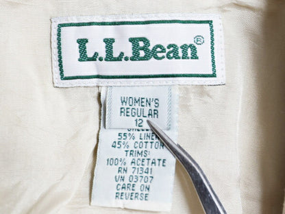 90s エルエルビーン テーラード ジャケット レディース L 程 90年代 オールド LLBEAN サマー ブレザー リネン コットン ナチュラル 3ボタン