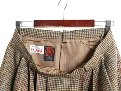 80s オービス ローデン ウール フレア スカート レディース XL / ヴィンテージ ORVIS 千鳥 チェック マキシ丈 ロングスカート 大きいサイズ
