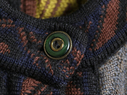 90s オーストラリア製 COOGI 3D 立体編み 100％ ウール ニット カーディガン レディース XS 古着 オールド クージー 総柄 セーター 前開き
